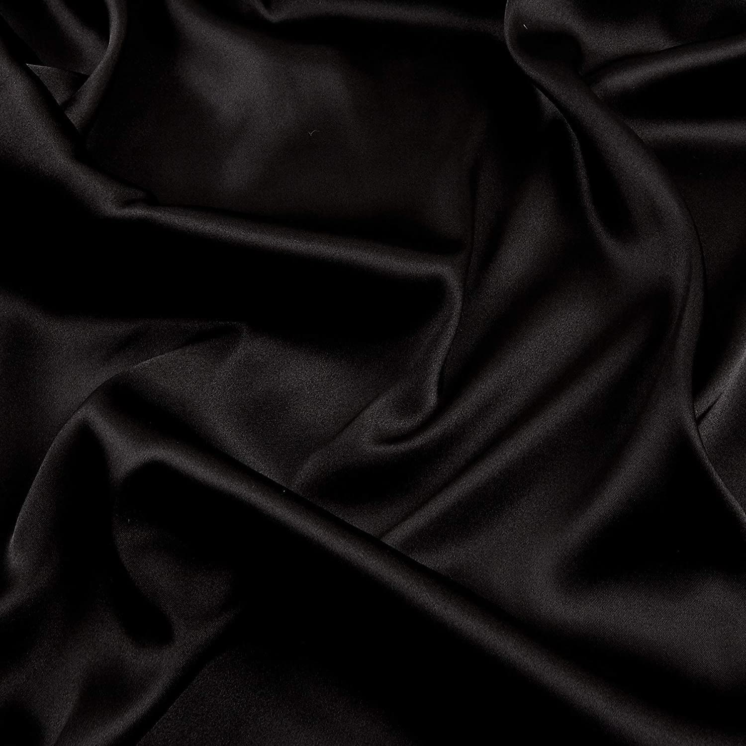 60" Black Charmeuse Satin Fabric by The Yard for