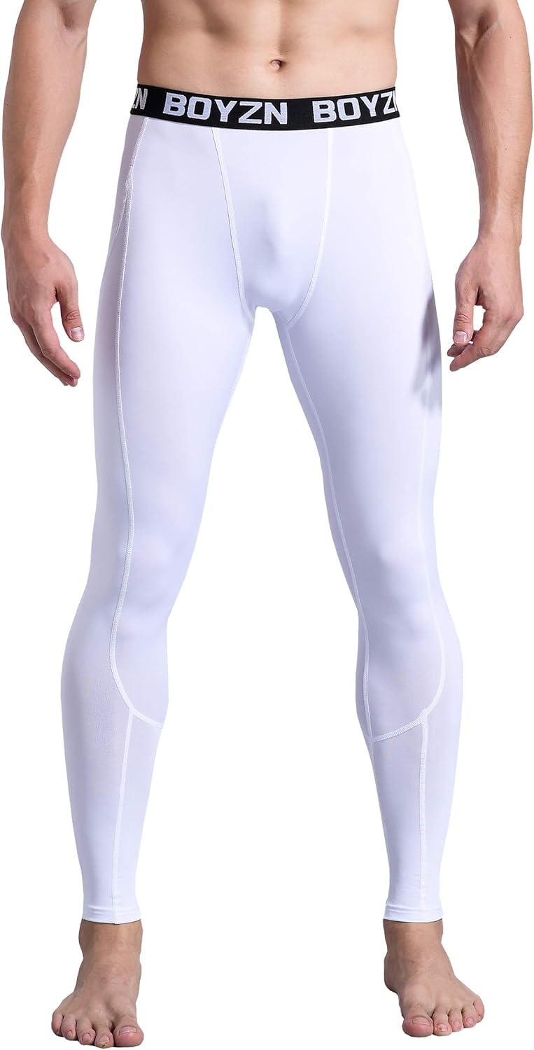Boyzn Men's 2 Pack Sports Compression Pants Cool Dry Active Base Layer Tights Workout Running Leggings: Clothing