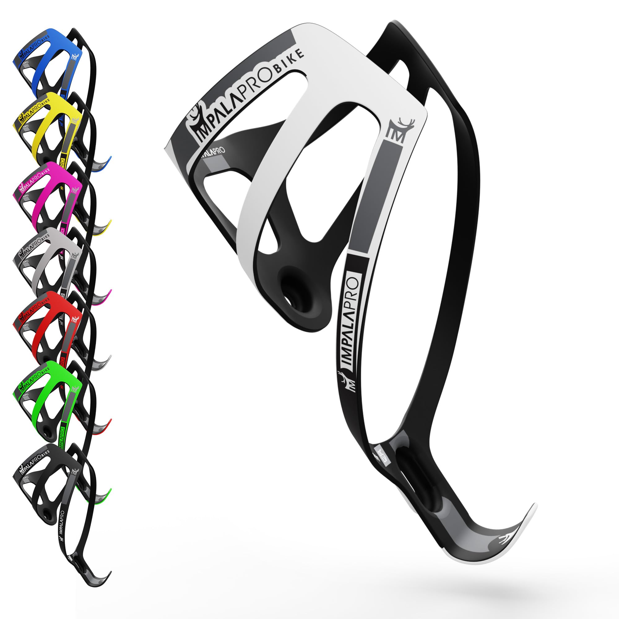 IMPALAPRO Ultralight Full Carbon Bottle Cage 18gr - Bike Bottle Holder - Bike Drinks Holder - Carbon Bottle Cages for Road Bikes and Mountain Bike (White)