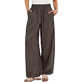 ANRABESS Women's Wide Leg Linen Pants Summer Boho Casual Elastic Waist Long Lounge Travel Pants Trousers with Pockets