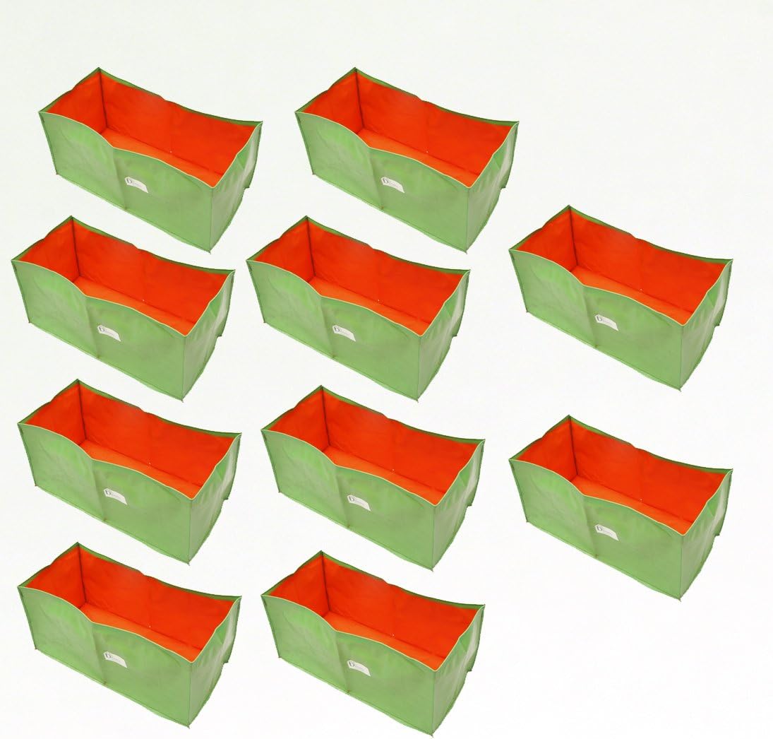 Bio Blooms Agro India Pvt.Ltd. 24 x12 x 12 Inch HDPE Rectangular Grow Bags for Terrace Gardening |10 Pieces | Green & Orange Color | Outdoor Use