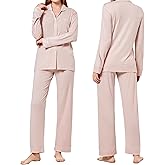 SNOW TOUCH Women's Pajamas Set 2 Piece Womens Long Sleeve Pajama Sets Tencel Rayon Cotton Pj Sets for Women S-2XL