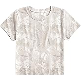 MSBESYOR Women Camo Shirt Crop Top Y2K Maple Leaf Graphic Baby Tee Short Sleeve Slim Fit Round Neck T Shirt Streetwear
