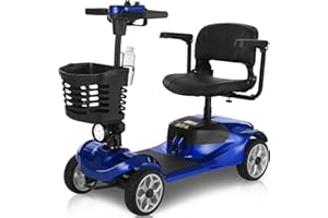 Mbxcooter M1 15 Miles 4-Wheel Mobility Scooter for Adults/Seniors, 350W Powered Electric Wheelchair Device w/360WH Battery, Foldable Design, 300LBS Capacity, Cup Holder, Compact & Portable for Elderly