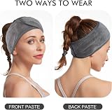 KinHwa Spa Headband Makeup Wrap Face Wash Shower Yoga Sports 3 Pack Gray view 4