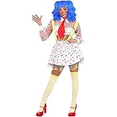 Fun Costumes Clown Costume For Women, Circus Outfit | Polyester And Nylon Material, Colorful Midriff Shirt With Front Button
