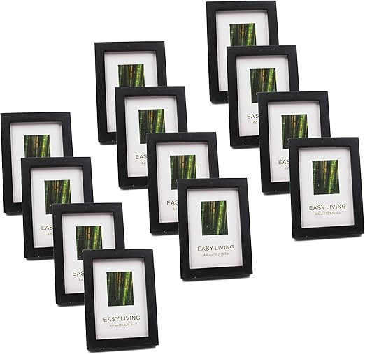 [12 Pack] Wood Picture Frame 4x6 Matte Black Set for Wall or Tabletop