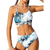 AGERWAY Girls Swimsuit Bathing Suits Criss Cross Bikini Set Two Piece Girls' Swimwear Solid Color Bathing Suit 7-16T