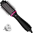 Dual Voltage Hair Dryer Brush for European Travel, Plus 2.0 Blow Dryer Brush with European Plug 110V-120V/220V-240V One Step Hair Dryer and Styler Volumizer with Negative Ion Anti-frizz Styling Brush