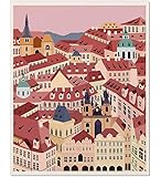 Prague Print Prag Art Print Praha Print Praha Art Prague Artwork Prague Drawing Prague Illustration Prague Czech Architecture Illustration Architecture Wall Art Retro Artwork Unframed 8 x 10 Inches