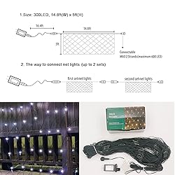 OYCBUZO 300LED White Net Lights, 14.8ft x 5ft
