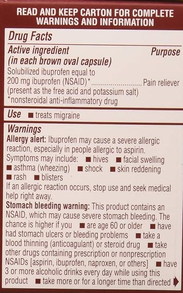ADVIL MIGRAINE LIQUID FILLED CAPSULES 20CT 200MG ADVANCED MEDICINE FOR PAIN (PACK OF 2)