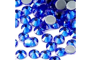 Dowarm Hotfix Crystal Rhinestones, Hot Fix Crystals for Crafts Clothes, Flatback Glass Crystal for Decoration, Round Gems (Sapphire/Blue, SS6 1440PCS)