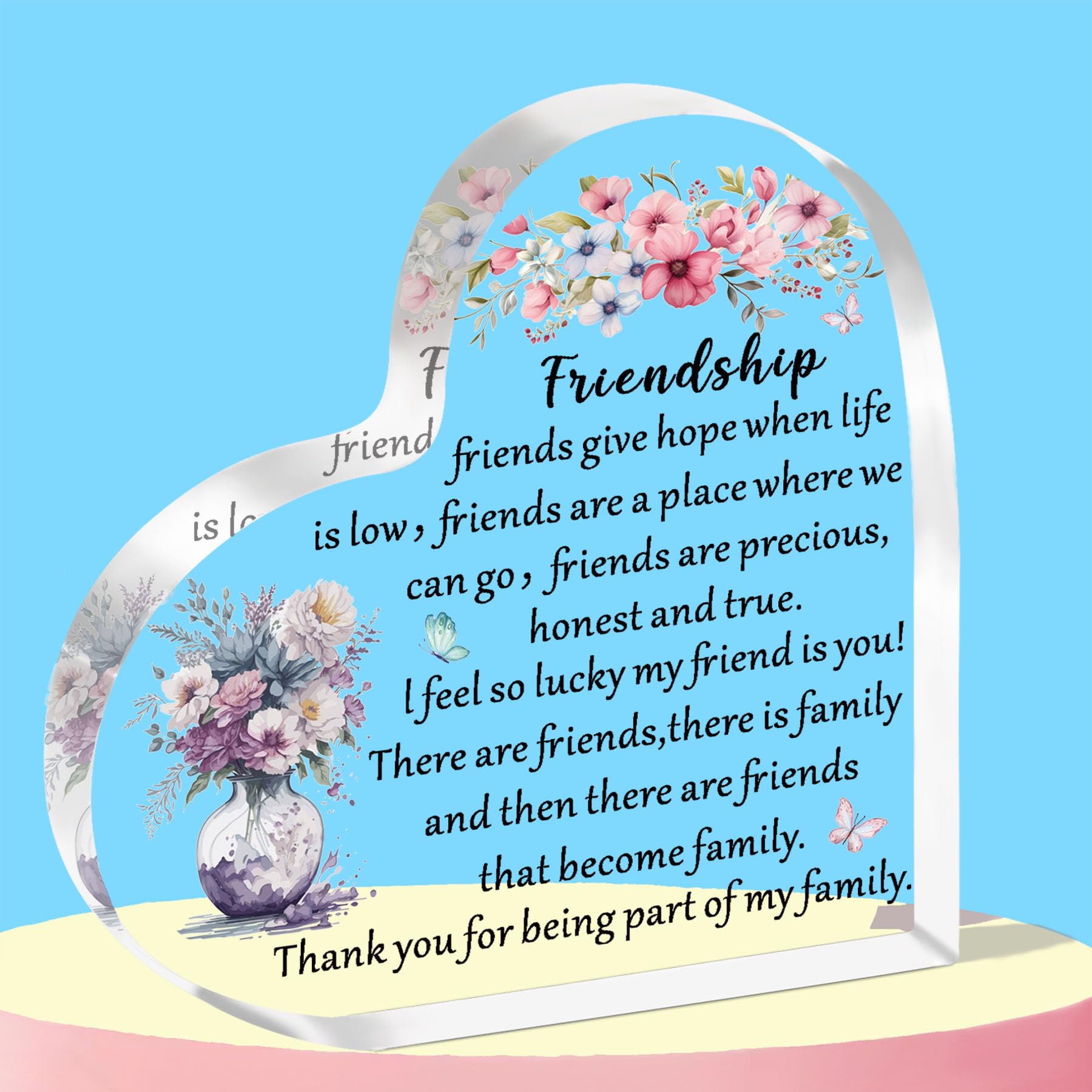 WTOPP Friendship Gifts,Acrylic Plaque Friendship Gift For Her,Long Distance Relationship Gifts,Best Friend Gift,Bestie Gifts