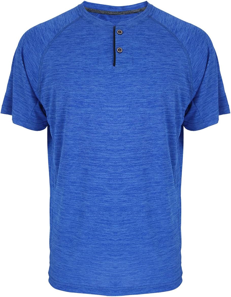 Henley Shirts for Men Short Sleeve Soft Quick Dry Workwear Button Neck Collar Slim Fitted Casual Basic T Top