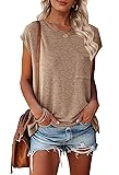 MEROKEETY Women's Casual Cap Sleeve T Shirts Basic