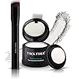 THICK FIBER Root Touch Up and Hair Loss Concealer Set - Water & Sweat Resistant Hairline Powder for Thinning Hair, Women - Includes Brush (White)