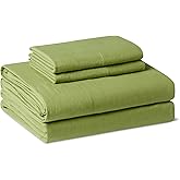 Amazon Basics Full Bed Sheet, 4-Piece Bedding Set, Double Brushed Microfiber, Ultra Soft, Easy Care, Green