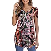 Zyyfly Womens Tank Tops Loose Fit Summer Henley Shirts Pleated Flowy Sleeveless Tunic Tops