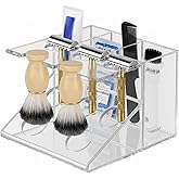 Shaving Brush Stand and Razor Holder, Safety Razor Stand for Men with Smooth Scratch-Resistant Surface - Multi-Function Storage Solution to Prolong Your Brush Life - Fits Most Razors and Brushes