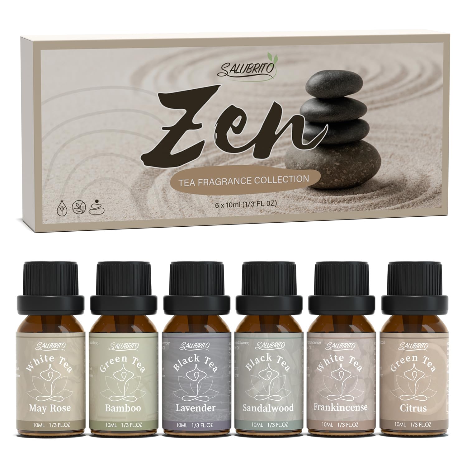 SALUBRITO Zen Fragrance Oil Set, Tea Essential Oil