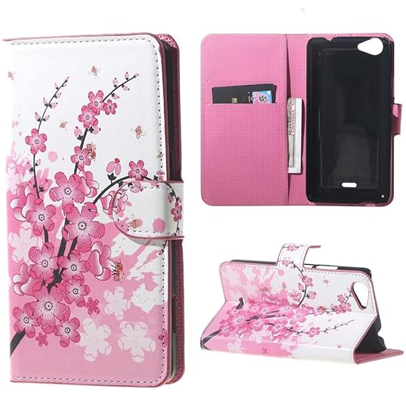 Wiko Rainbow JAM Case Cover - PU Leder Schutzhülle für Wiko Rainbow Jam (5 Zoll) Brieftasche Handyhülle Etui Schalen mit Kart