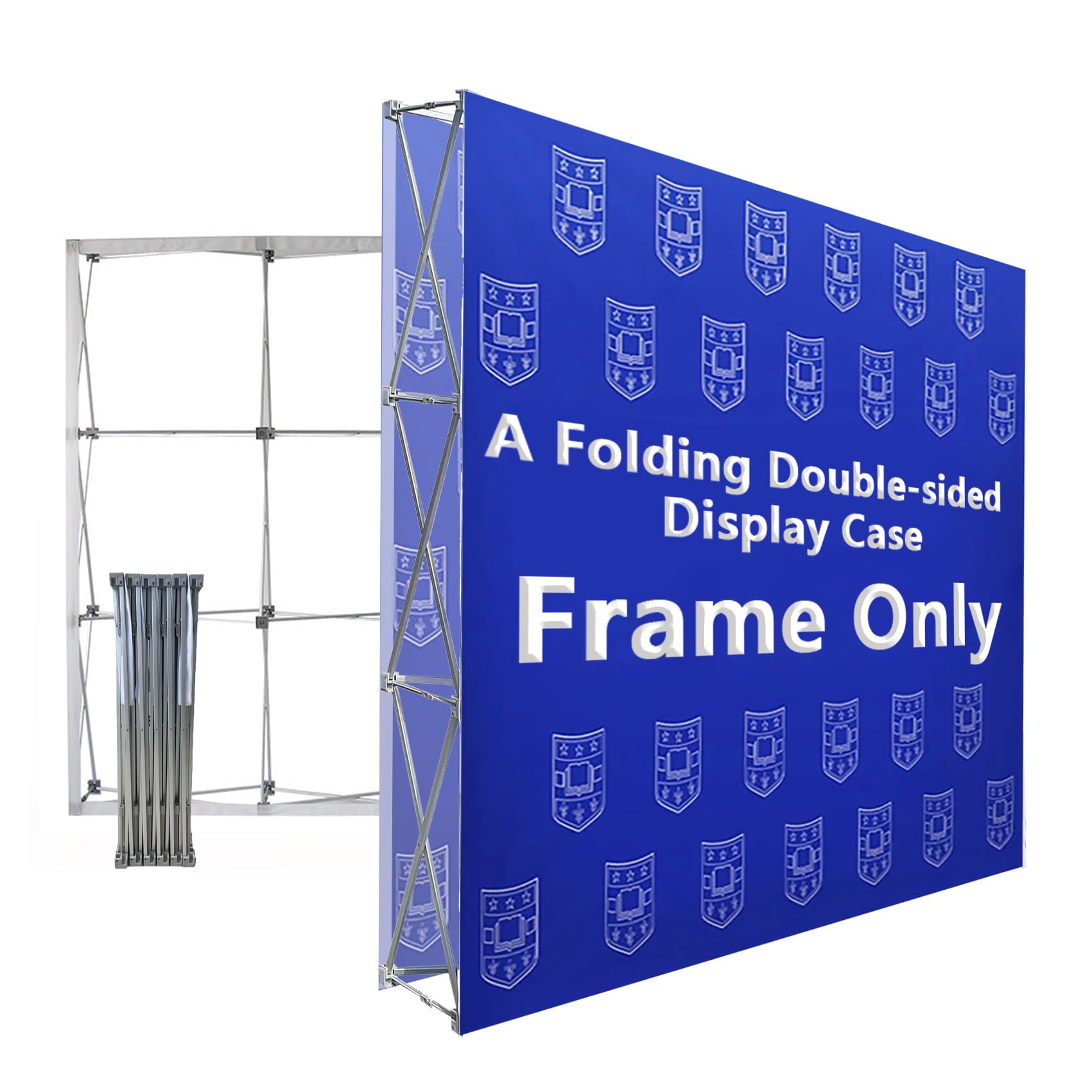 Photo 1 of NEWSANDOR Portable Collapsible Pop Up Trade Show Display Backdrop Stand, A Folding Tension Fabric Holder For Tradeshow Booth Exhibition Wedding Conference Party Event 7.5x7.5FT(Frame Only) UNKNOWN SIZE