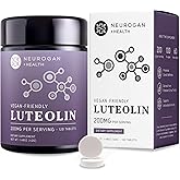 Neurogan Luteolin Supplement Tablets - 200 MG, 120 Ct - Natural Bioflavonoids Supplements for Cellular & Brain Health, Immune Support - Plant-Based Flavonoids, Polyphenols Supplement for Men & Women