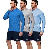 GEEK LIGHTING 3 Packs UPF 50+ Hooded Shirts Sun Protection Hoodie for Hiking Running Fishing Swim Rash Guard