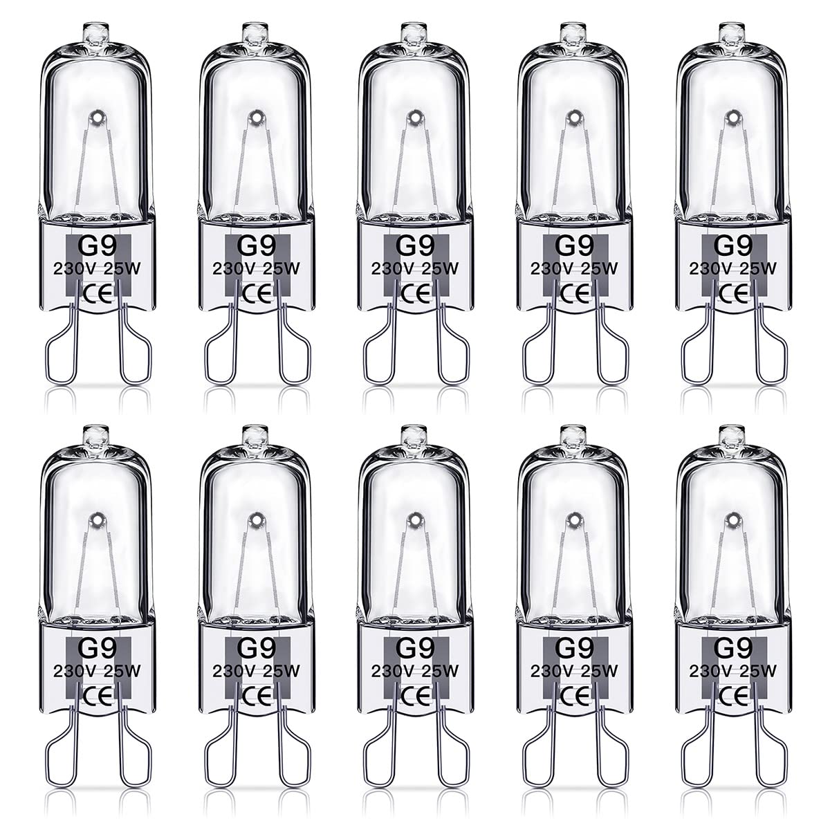 SILKIT G9 Halogen Light Bulbs 25W, 320lm, 2800K, No Flicker Dimmable G9 Capsule Bulb, Warm White,10 Pack