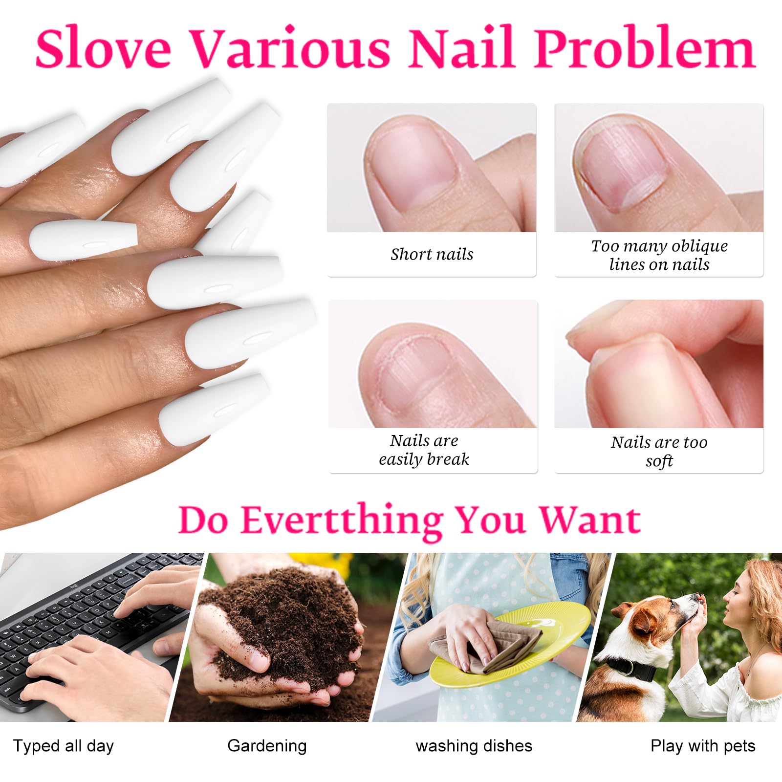 Lifextol 120PC White Coffin Press on Nails Long Fake Nails Press ons with Glue Nail Adhesive Tabs, 12 Sizes Long Acrylic Nails Press on Nails Coffin White Stick Nails Tips Artificial Fingernails - Image 4