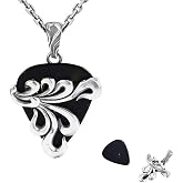 Guitar Pick Holder Necklace with 3pcs Colorful Pick for Guitar Bass Ukulele Guitarists Picks Storage Necklace