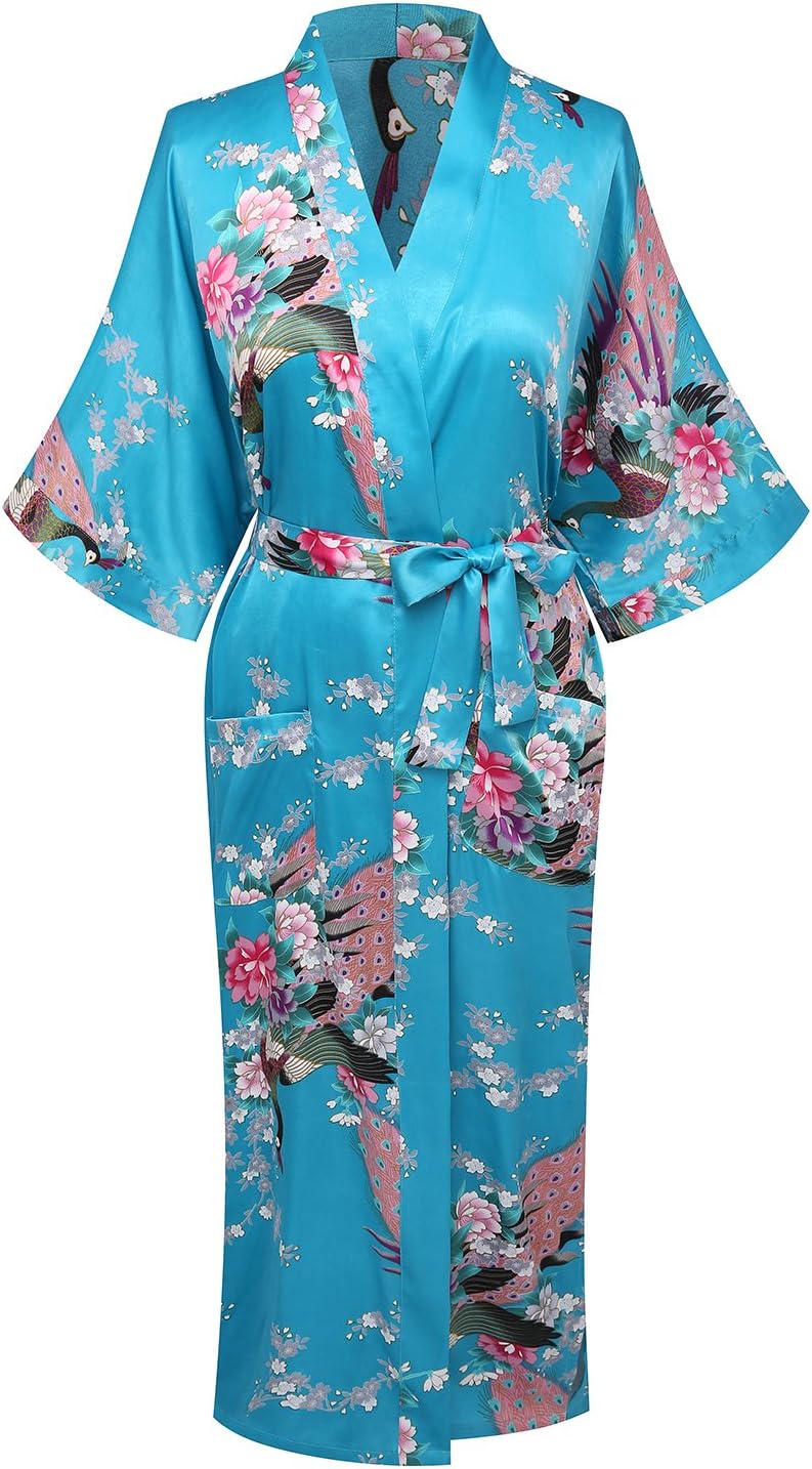 Japanese underwear satin robe peacock yukata for women geshia robe bridal robe