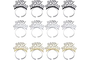 BinaryABC Happy New Year Headband Tiara,New Years Party Favor,New Years Eve Party Decorations 12Pcs