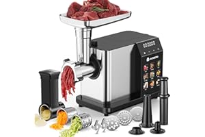 AAOBOSI Meat Grinder,[3000W Max],9 Preset Modes & 9 Speeds Design, Non-Clogging Tech, Built-in Storage, Grinding, Sausage Mak