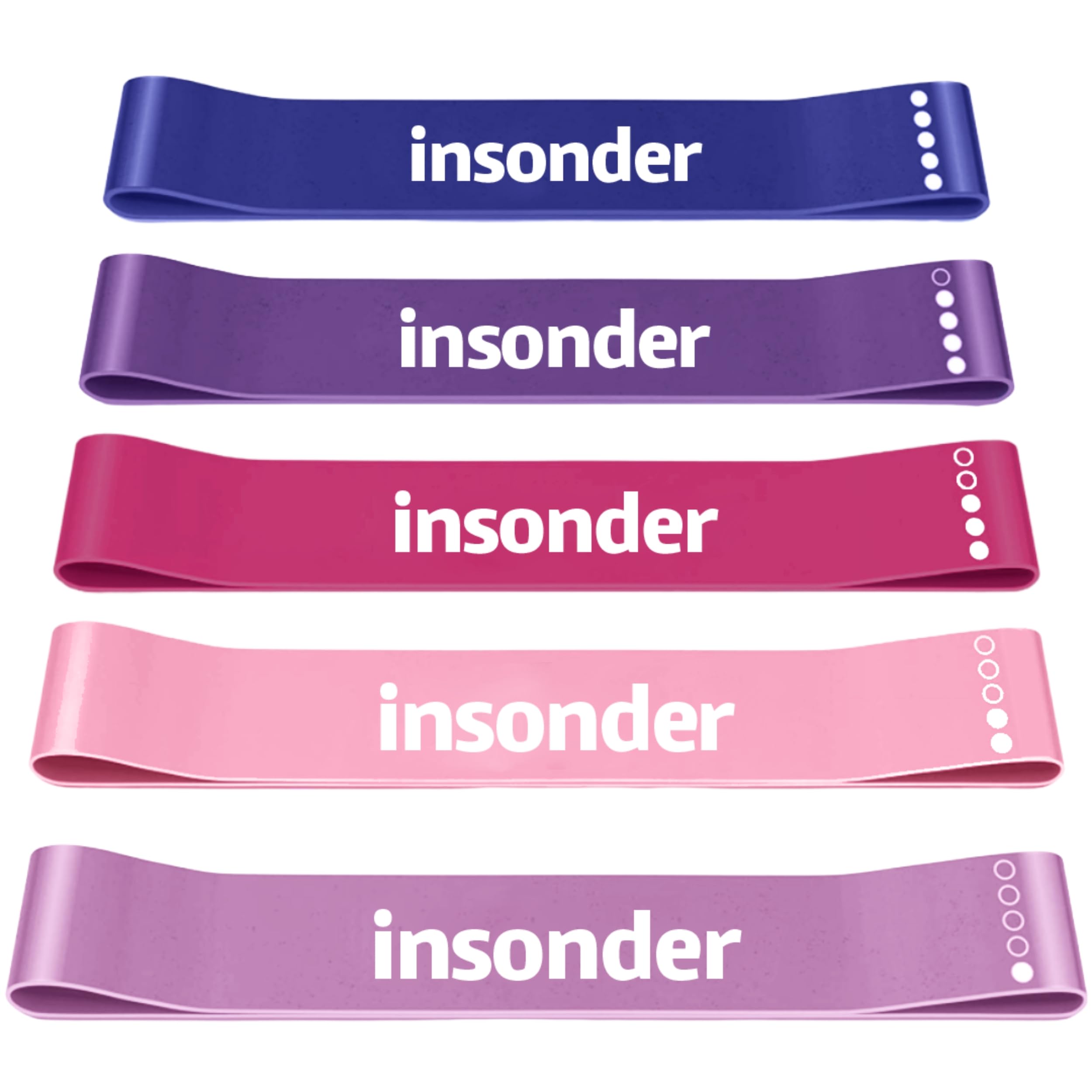 Insonder Resistance Band Women Set of 5 - Exercise Bands Resistance for Women or Men - Stretch Bands for Exercise - Elastic Bands Gym & Pilates Band - Stretching Booty Bands - Fitness, Workout, Physio