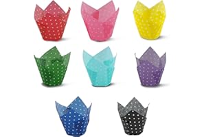200pcs Polka Dot Colored Set Tulip Baking Cups Cupcake Liners Muffin Liners Greaseproof Paper