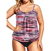 Holipick Plus Size Tankini Swimsuit for Women Tummy Control Two Piece Bathing Suit Tankini