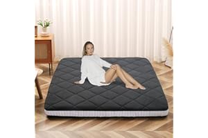 Begonia.K Japanese Floor Mattress Futon Mattress, Thicken Sleeping Pad Roll Up Mattress Tatami Mat, Foldable & Portable Guest Bed Camping Mattress with Storage Bag, Twin Full Queen