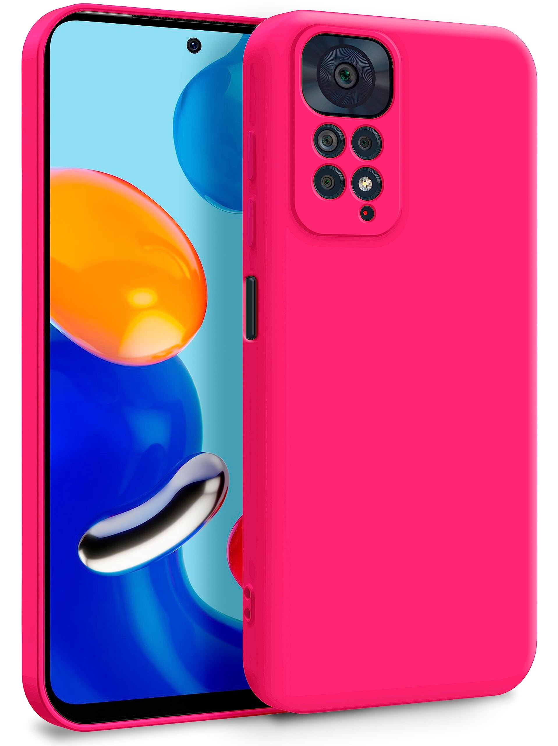 MyGadget TPU Case for Xiaomi Redmi Note 11 | Note 11s - Cover Dual Layer with Camera Protection | Inner Lining - Soft Touch Rubber & Anti-Scratch Shell Pink