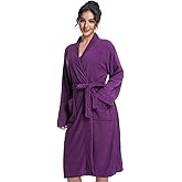 Mutenlc Women Lightweight Bath Robes Terry Cloth Towel Robe Microfiber Knee Length Bathrobe with Pockets