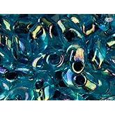 Miyuki Long Magatama Seed Beads - 4x7mm 'Noir Lined Aqua AB' 8.5 Grams