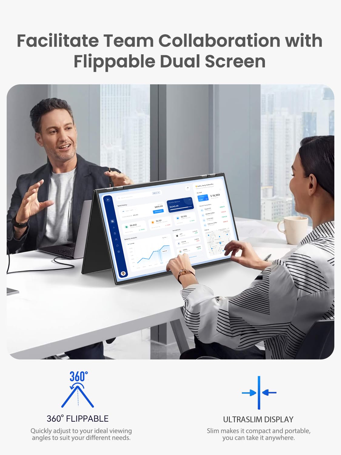 EPORMOT Portable Dual Monitor 23.8" 100Hz FHD 1080P