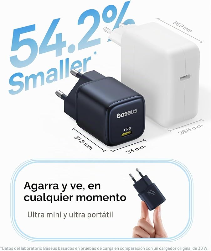Baseus PicoGo 45W USB C Charger, Fast Charge GAN PD3.0 PPS Carregador Compacto para iPhone 16 Pro Max/15/14/13, Galaxy S24/S23/S23+/S23 Ultra/S22/S21/S20, Pixel, iPad/iPad Mini, Preto