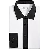 TAYION Collection Mens Regular fit Dress Shirt Medium 15-15.5 34-35 White Black
