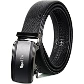 Mgailw Men's Leather Ratchet Belt 1 3/8" Genuine Leather Automatic Buckle Dress & Casual Trim to Fit
