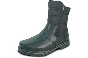 bravo! Men Waterproof Winter Boot DEAN with Fur Lining and Double Zipper Black and Brown Size 7 to 13