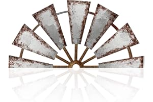 Yookeer Farmhouse Living Room Wall Decor Wood Windmill Rustic Wooden Wall Art Decorative Windmill Sculpture Home Decor for Bedroom Nursery Dorm Home(11.4 x 5.5 Inches,Semicircle)