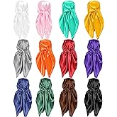 4/12/20 Pieces 35" Satin Head Scarf Large Square Scarf Silk Feeling Fashion Hair Wrapping Scarves for Women Girls