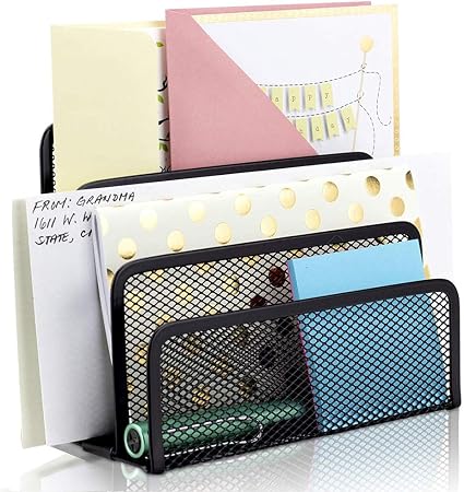Amazon 郵便物整理箱 郵便物ファイル書類 卓上カウンター オフィス用品ボックス 箱 クレート メッシュフォルダ ホルダースタンド 収納 One Size 書類トレー レターケース 文房具 オフィス用品